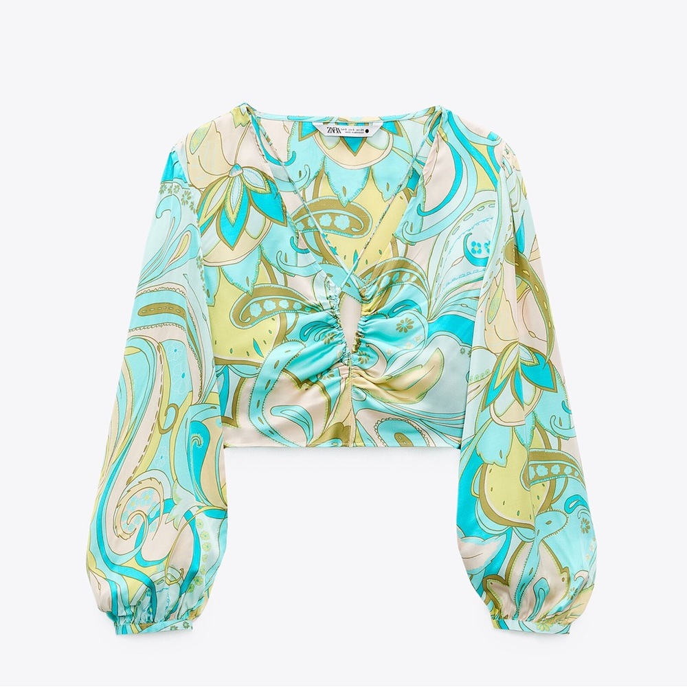 ZARA Printed Croptop Long Sleeve